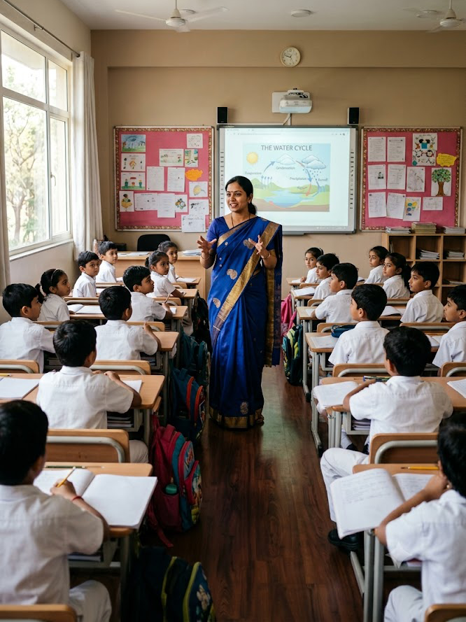 Teacher teaching students in classroom