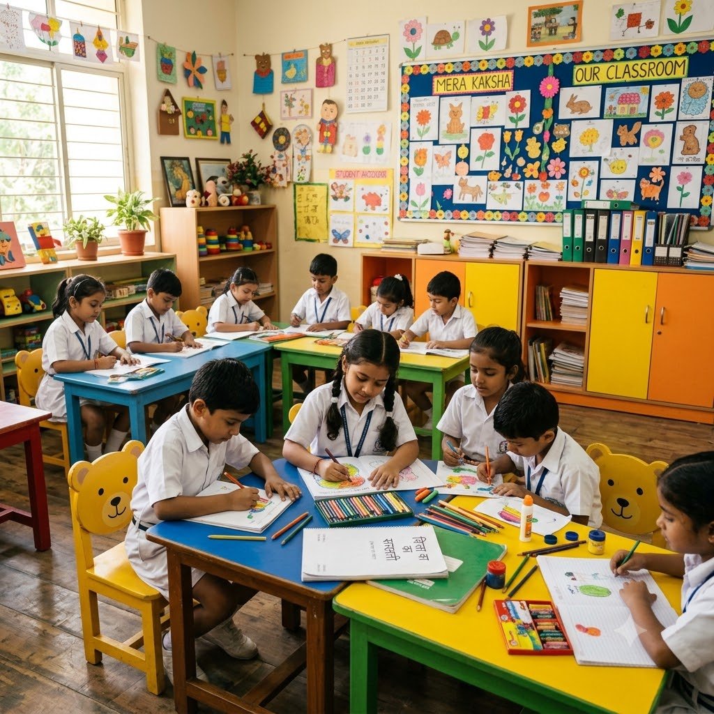 Teacher teaching students in classroom
